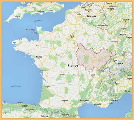 Carte de France et région Bourgogne Franche Comté