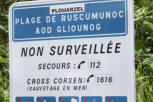 Bretagne-Plouarzel-plage de Ruscumunoc non surveillée