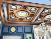 Labussière :plafond de la salle à manger du château