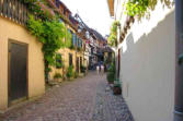 Eguisheim-rue pavée-maisons colorées