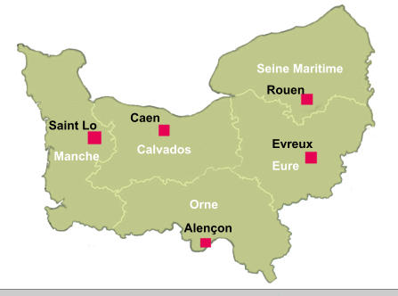 Saint Lo Caen Rouen Evreux Alençon Manche Calvados Orne Eure Seine Maritime