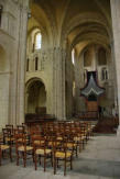 Abbaye bénédictine Sainte Trinité de Lessay, vue du transept et de l'orgue