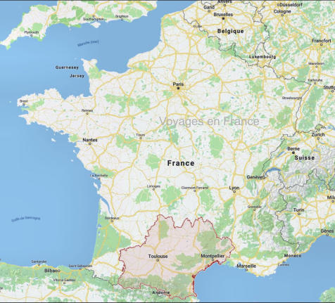 Carte France et région Occitanie