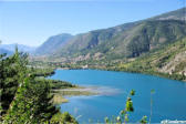 Vallée de l'Ubaye : vue sur le lac ,plages montagnes 