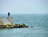 Saint Denis d'Oléron : pêcheur sur le quai du port