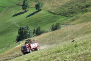 Doucy combelouvière : domaine de valmorel en été, camion de ramassage du foin