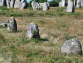 Carnac : les mégalhites - alignement de trois petits menhirs