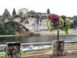 Saint Martin d'Ardèche : falaise au bord de la rivière vue depuis les berges de l'ardèche